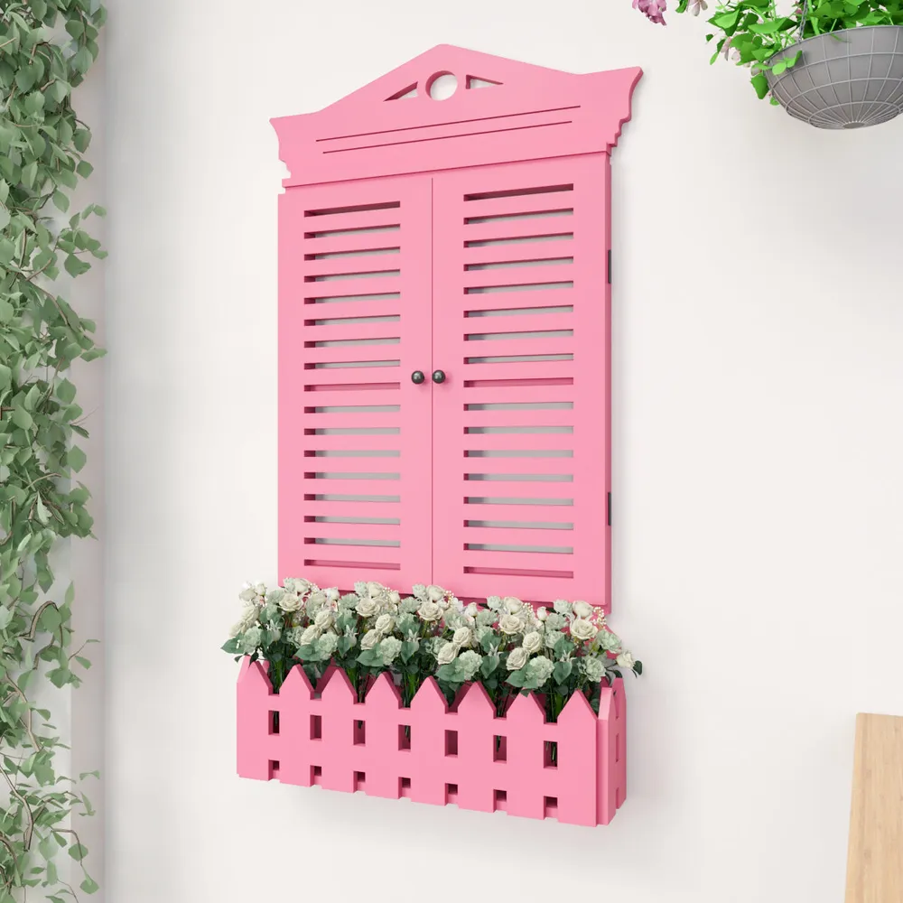 Vintage Designer Garden Window Wooden Wall Decor White