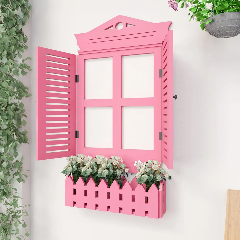 Vintage Designer Garden Window Wooden Wall Decor White
