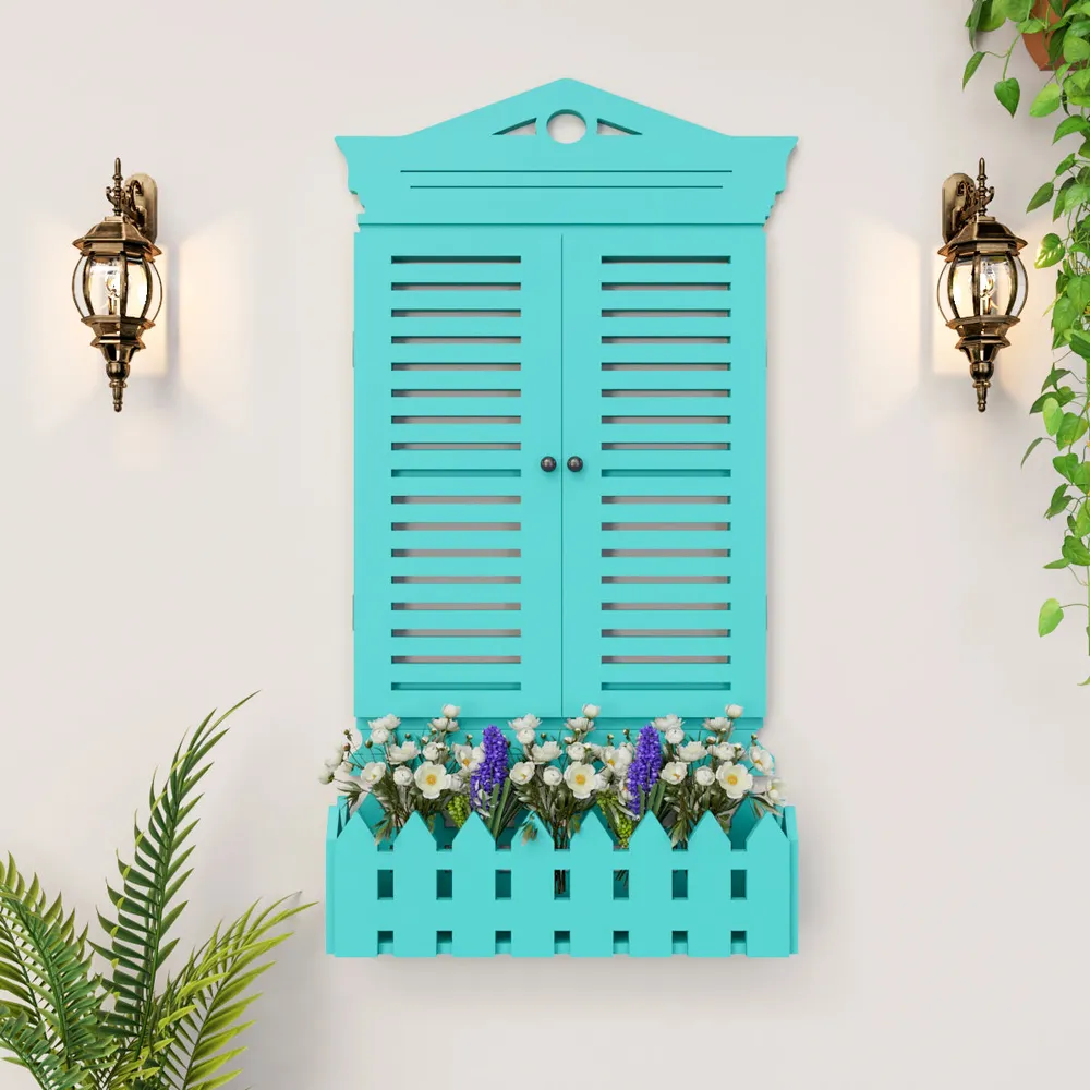 Vintage Designer Garden Window Wooden Wall Decor White