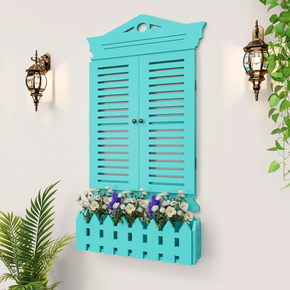 Vintage Designer Garden Window Wooden Wall Decor White
