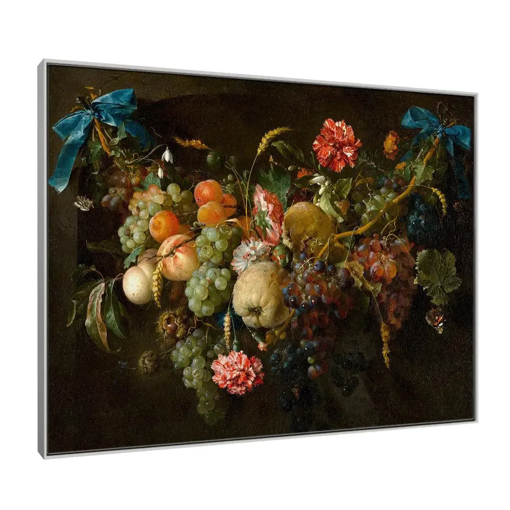 Vintage Floral & Fruits Still Life Art Wall Painting With Frame