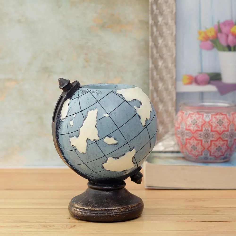 Vintage Globe Desk Organizer Cum Table Accent