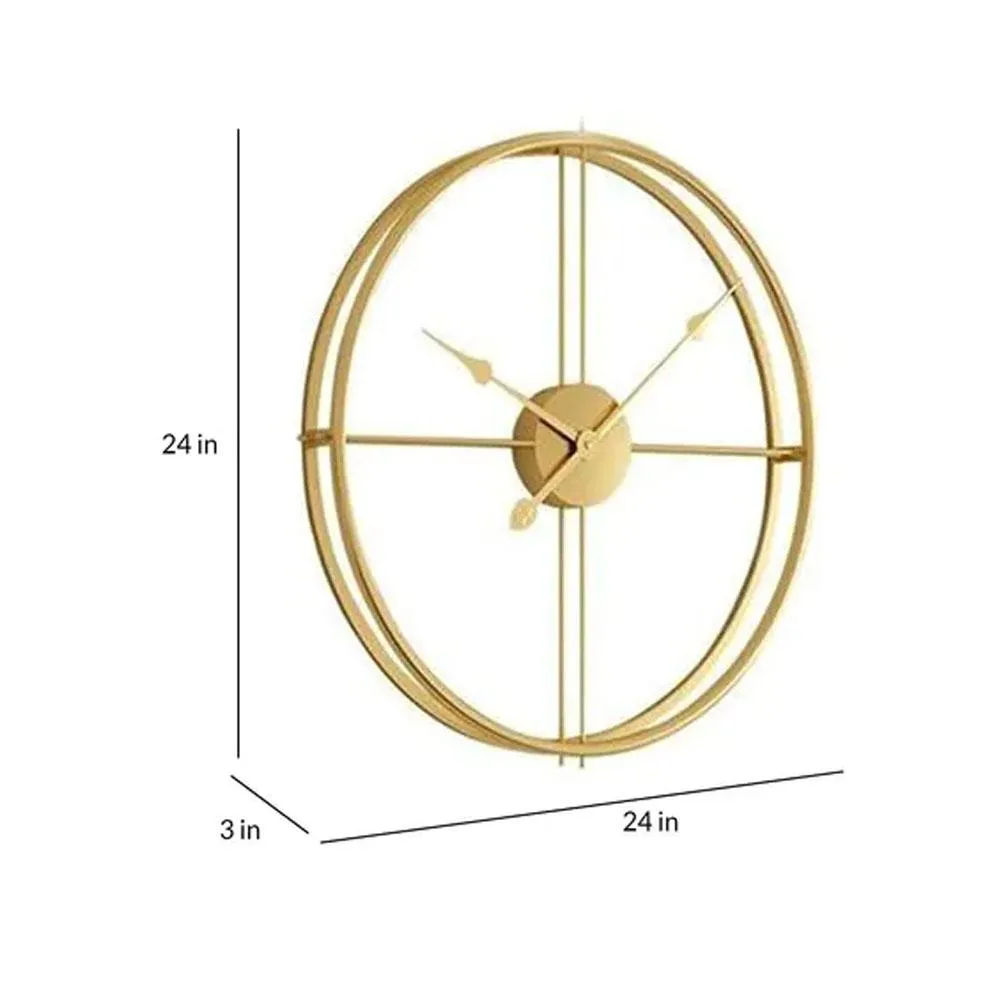 Vintage Golden Round Metal Wall Clock