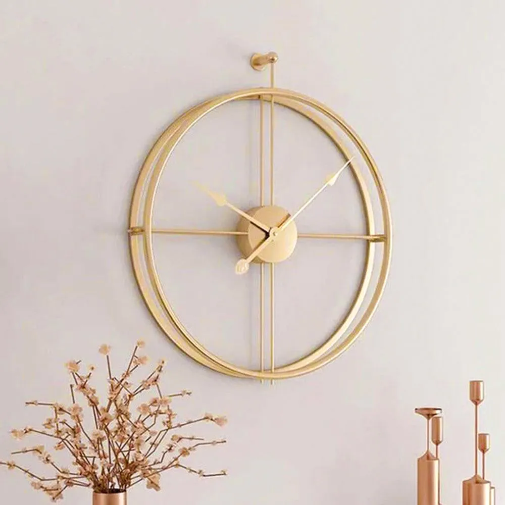 Vintage Golden Round Metal Wall Clock