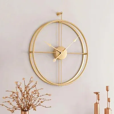 Vintage Golden Round Metal Wall Clock