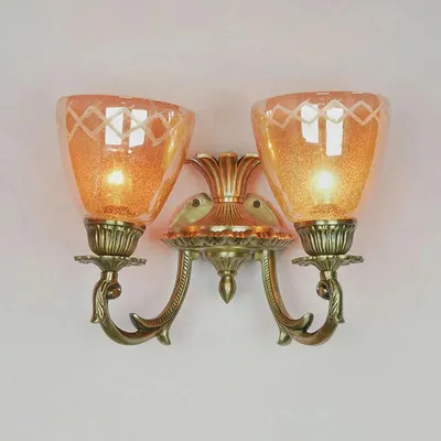 Vintage-inspired Dual uplift Wall Sconce With Crinkle Glass Shade & Metallic Base- 40W (Bulb Not Included)