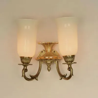 Vintage-inspired Dual uplift Wall Sconce With White Glass Shade & Metallic Base- 40W (Bulb Not Included)