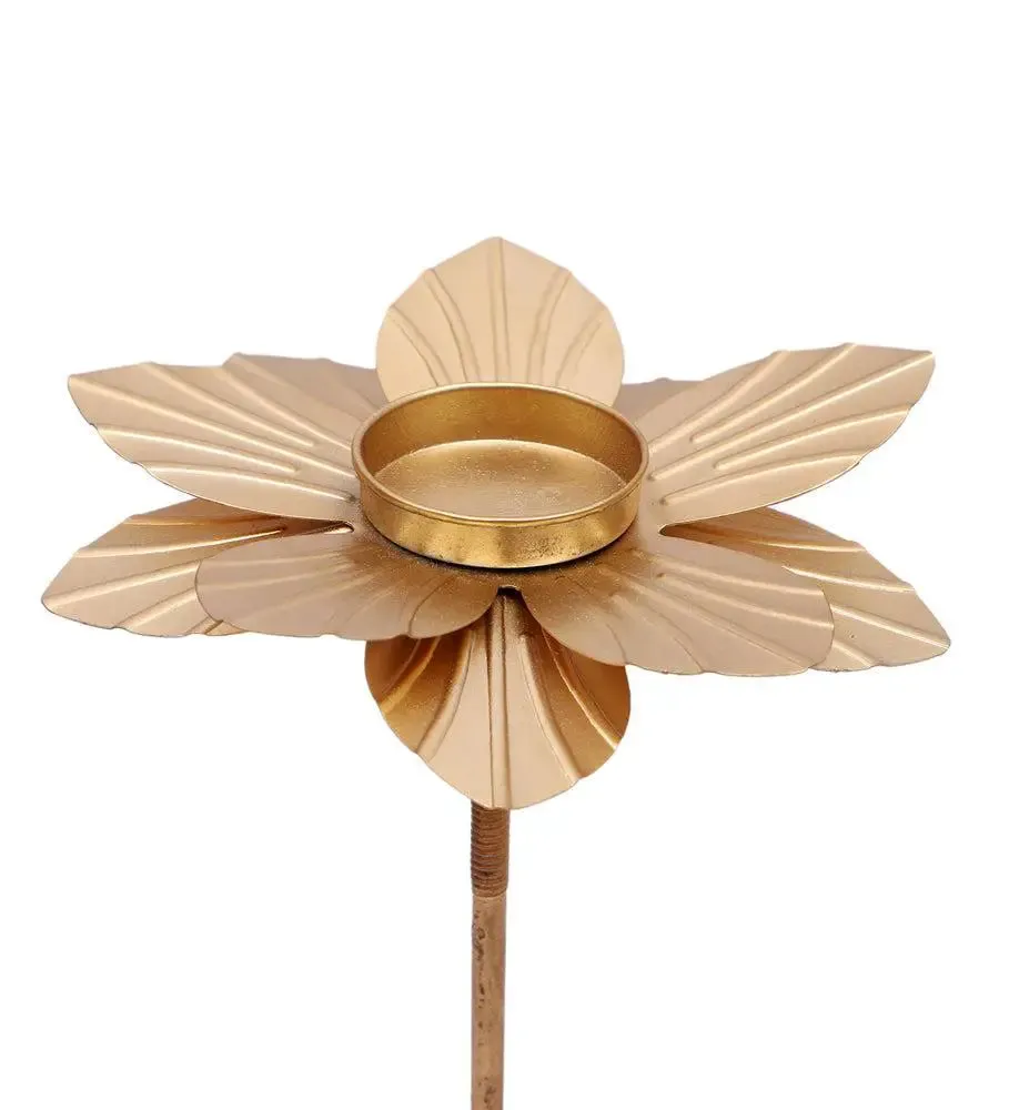 Vintage-inspired Small Double Hammered Flower Detachable Tealight Holder (Set of 3)