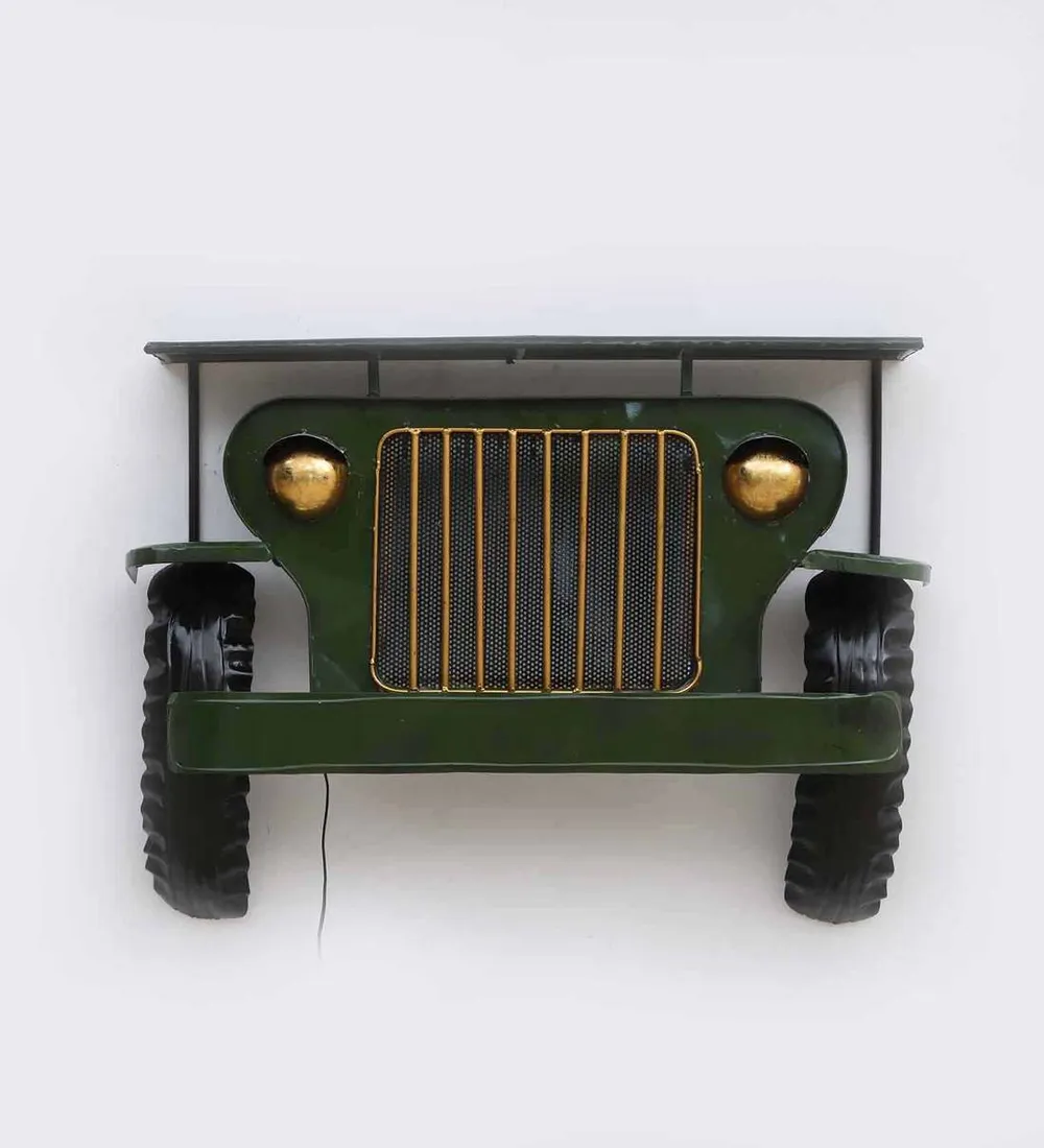 Vintage Jeep Front Decorative Backlit Metal Art
