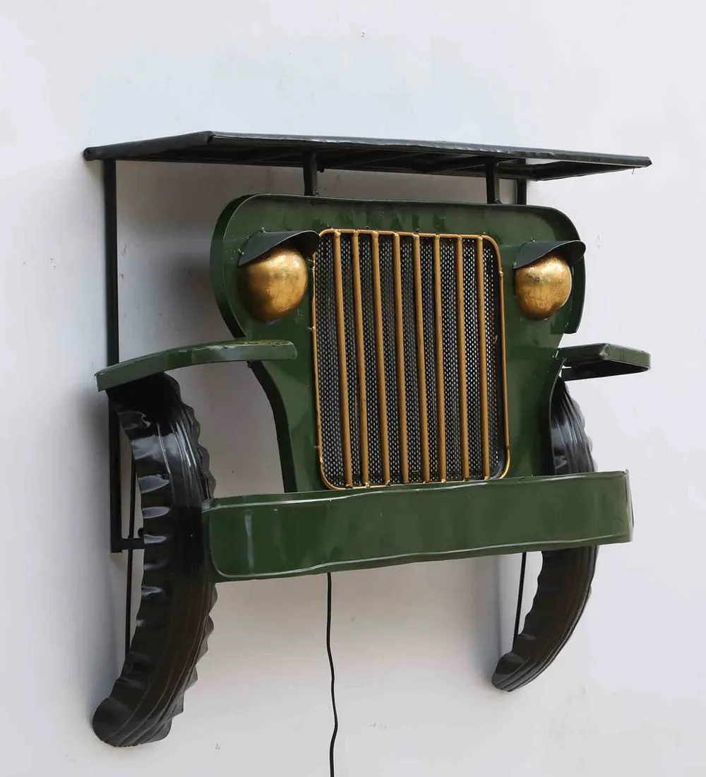 Vintage Jeep Front Decorative Backlit Metal Art