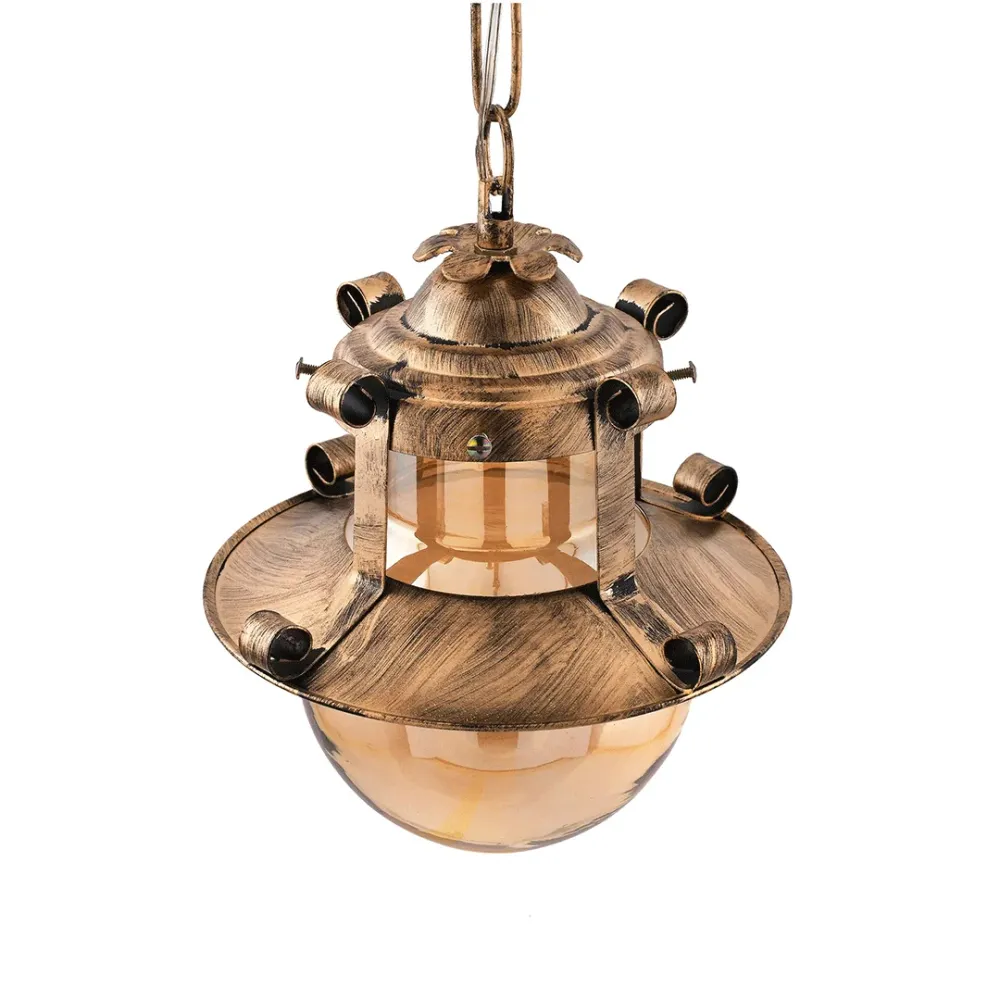 WallMantra Vintage Lantern Hanging Light – Rustic Antique Metal & Glass Designer Ceiling Light 