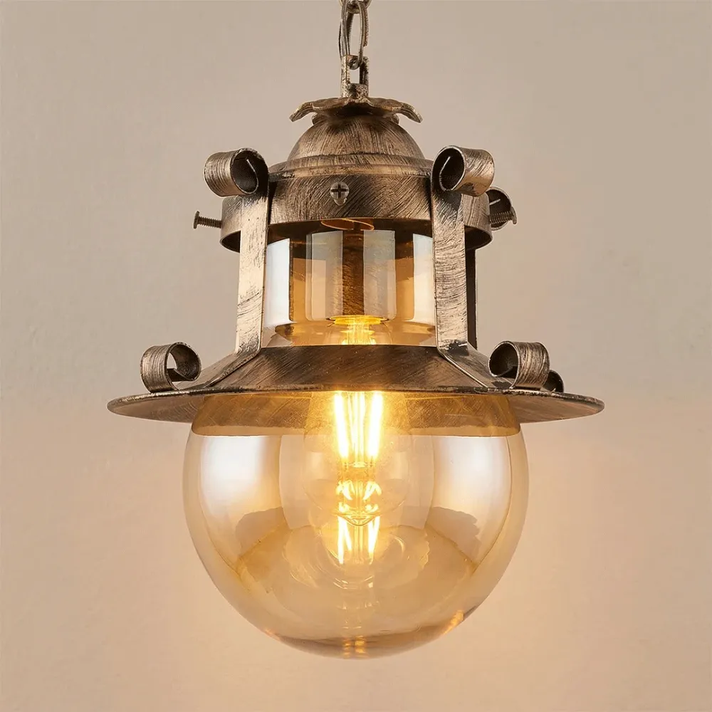 WallMantra Vintage Lantern Hanging Light – Rustic Antique Metal & Glass Designer Ceiling Light 