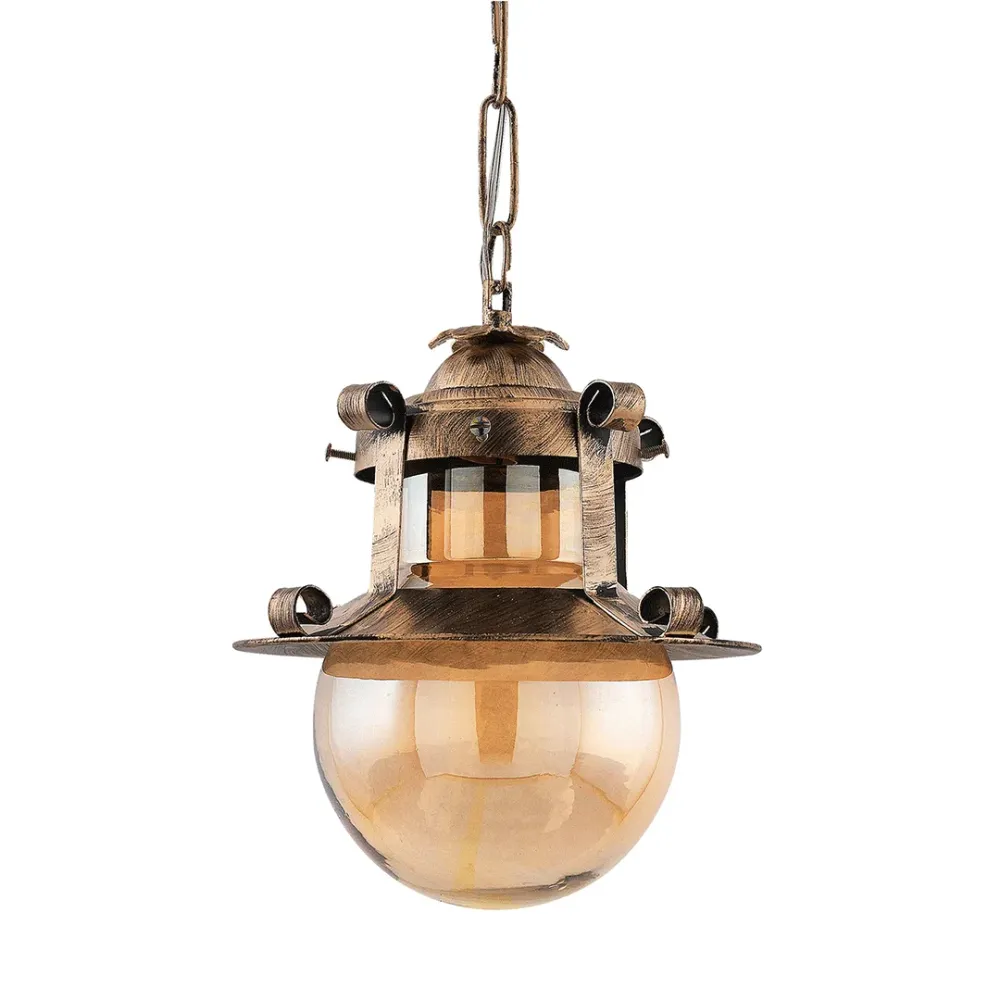 WallMantra Vintage Lantern Hanging Light – Rustic Antique Metal & Glass Designer Ceiling Light 