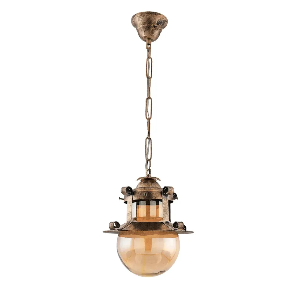 WallMantra Vintage Lantern Hanging Light – Rustic Antique Metal & Glass Designer Ceiling Light 
