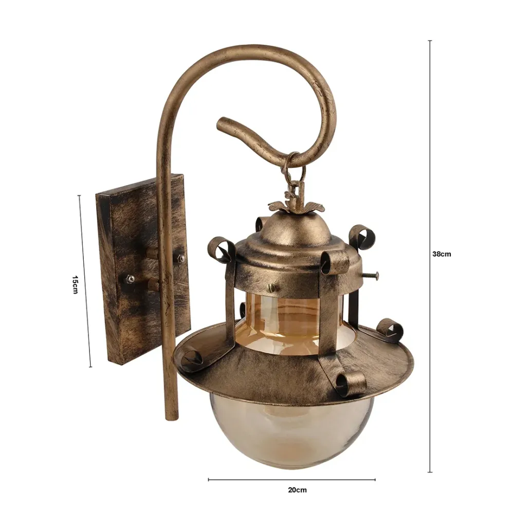 WallMantra Vintage Lantern Wall Light – Rustic Industrial Metal Wall Sconce 