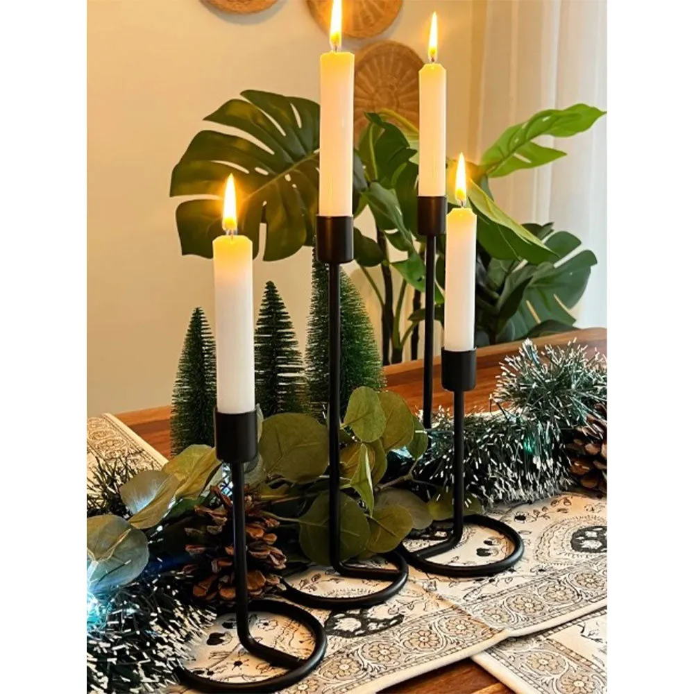 Vintage Long Black Candle Stick Holder Set Of 2