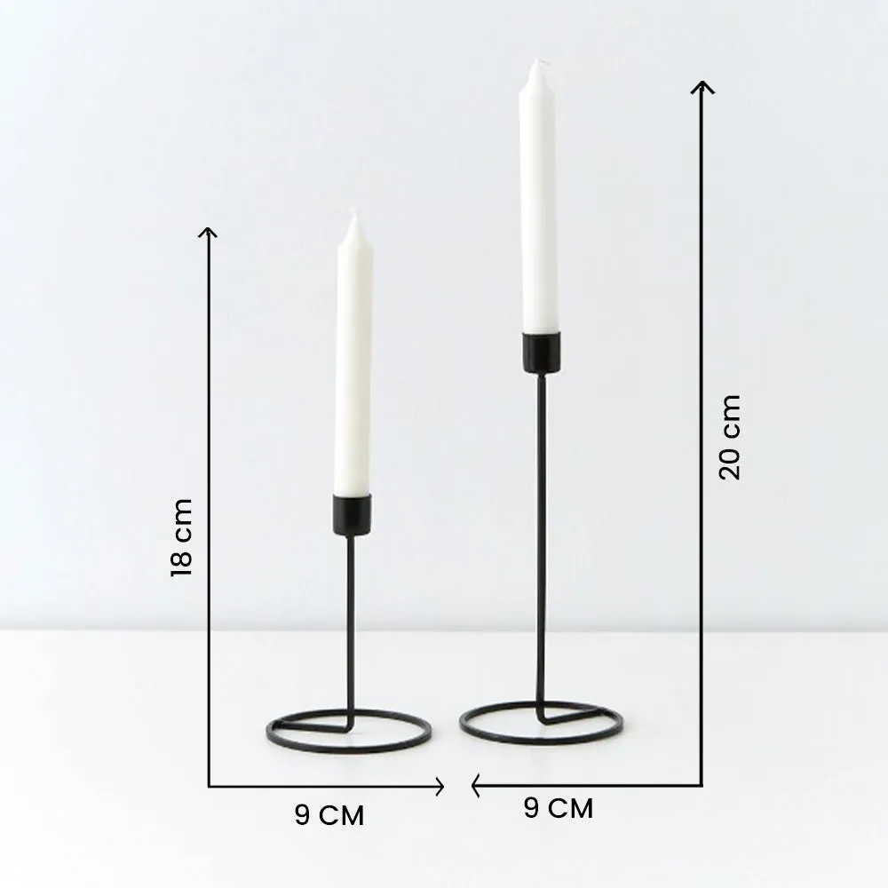 Vintage Long Black Candle Stick Holder Set Of 2