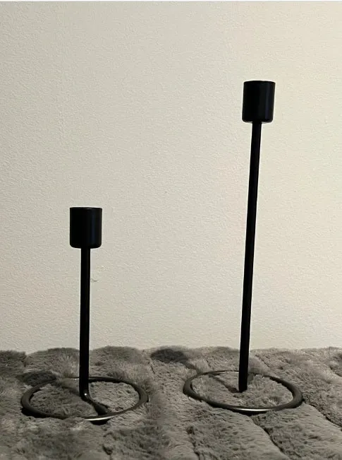 Vintage Long Black Candle Stick Holder Set Of 2