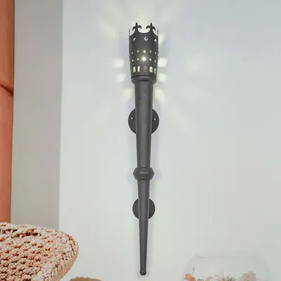 Vintage Long Black Mashal Steel 1 Light Wall Sconce