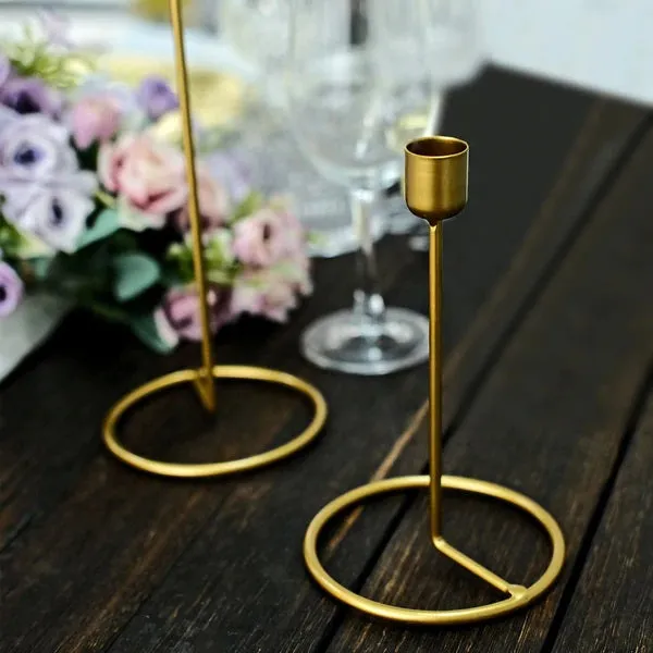Vintage Long Golden Candle Stick Holder Set Of 2