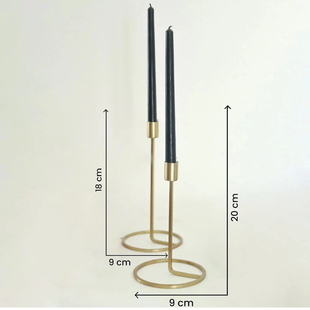Vintage Long Golden Candle Stick Holder Set Of 2