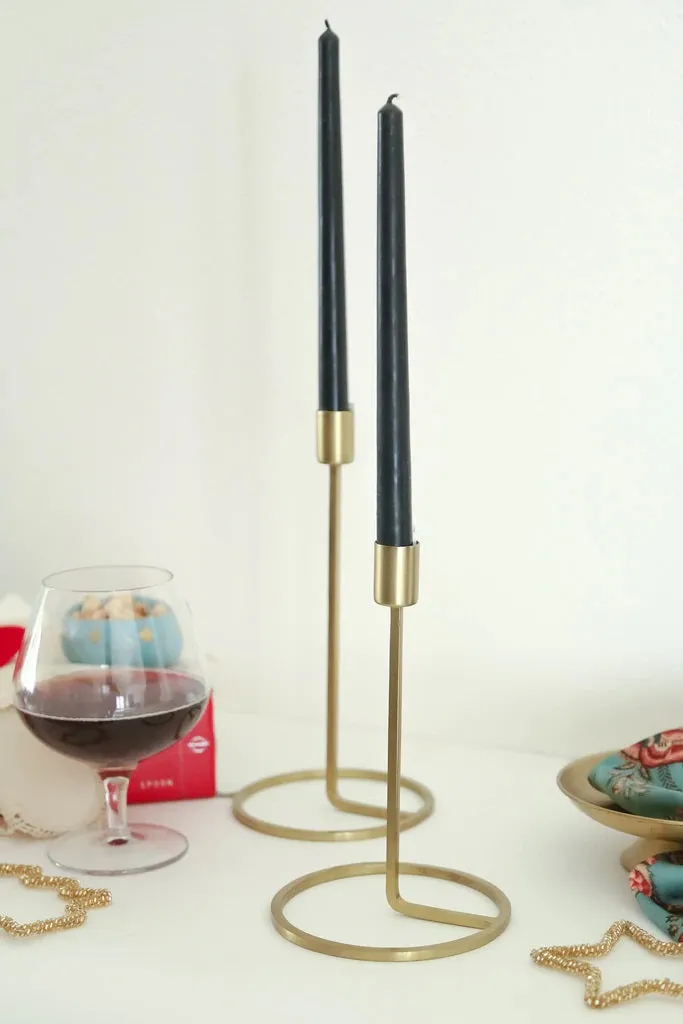 Vintage Long Golden Candle Stick Holder Set Of 2