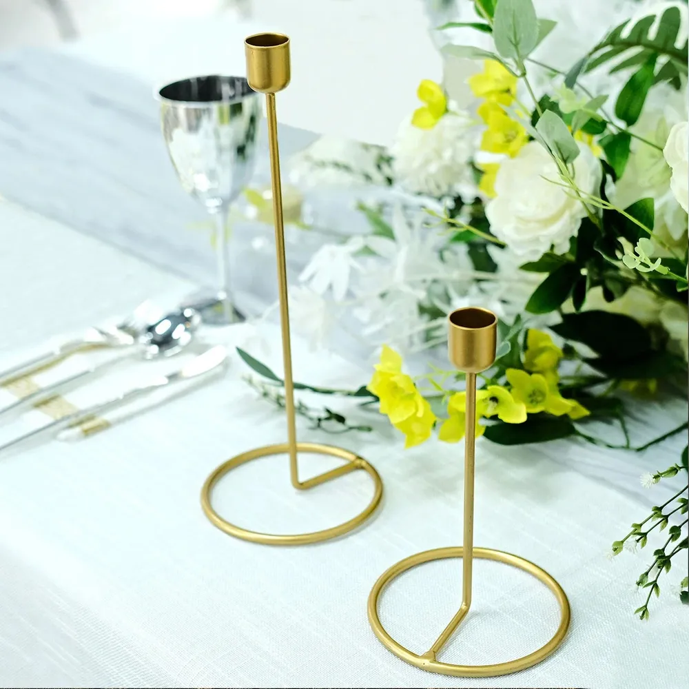 Vintage Long Golden Candle Stick Holder Set Of 2