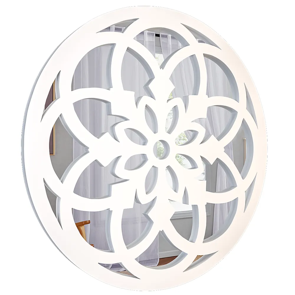 Vintage Mandala Design Wooden Decorative Wall Mirror (Available in Multiple Finishes) Brown