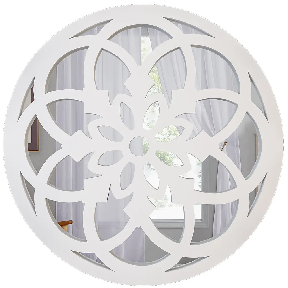 Vintage Mandala Design Wooden Decorative Wall Mirror (Available in Multiple Finishes) Brown