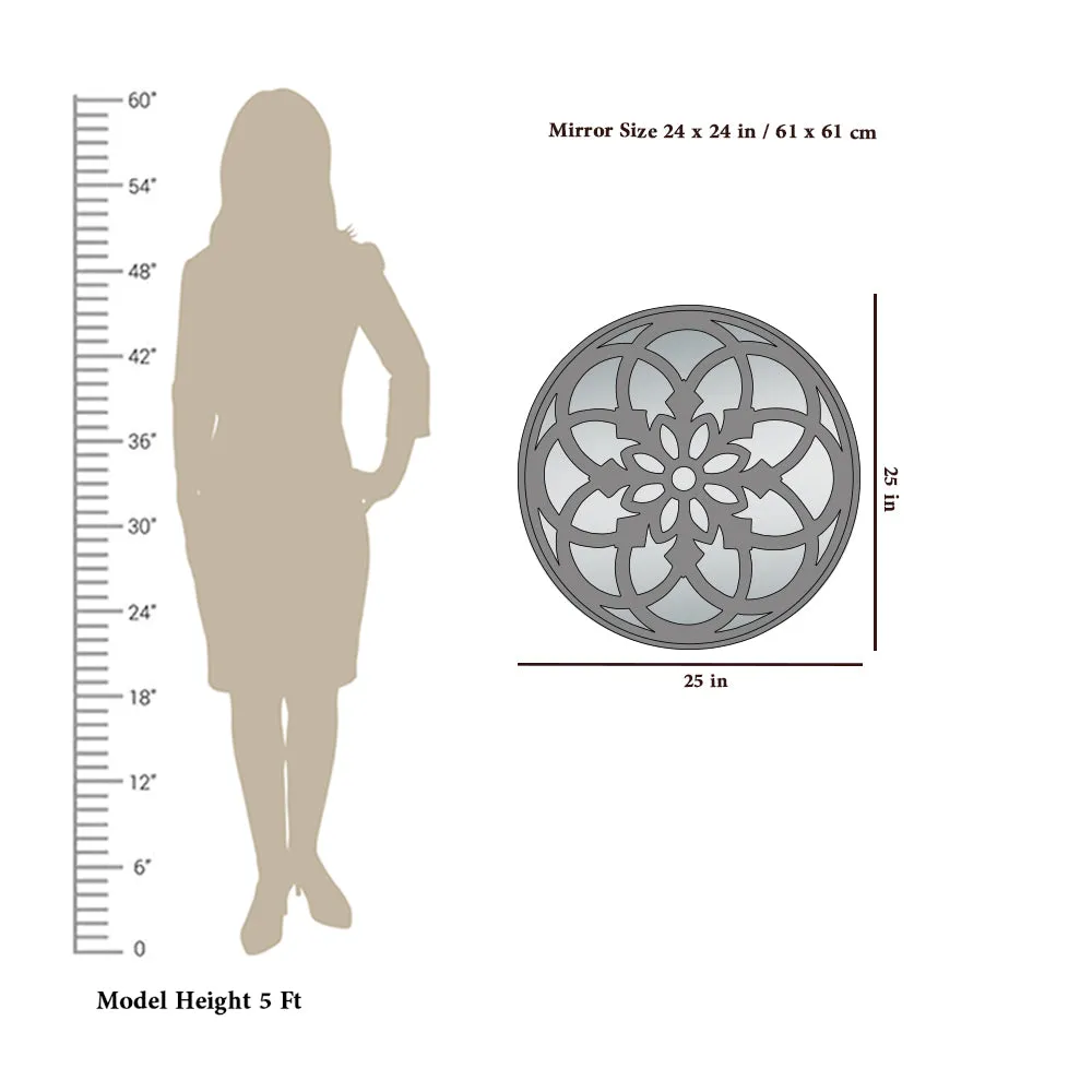 Vintage Mandala Design Wooden Decorative Wall Mirror (Available in Multiple Finishes) Brown