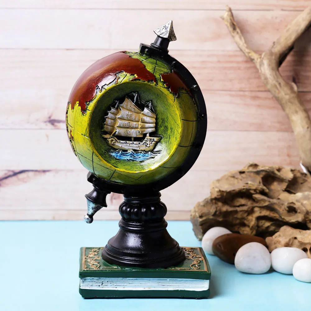 Vintage Motif Blue Voyager's Globe Table Accent