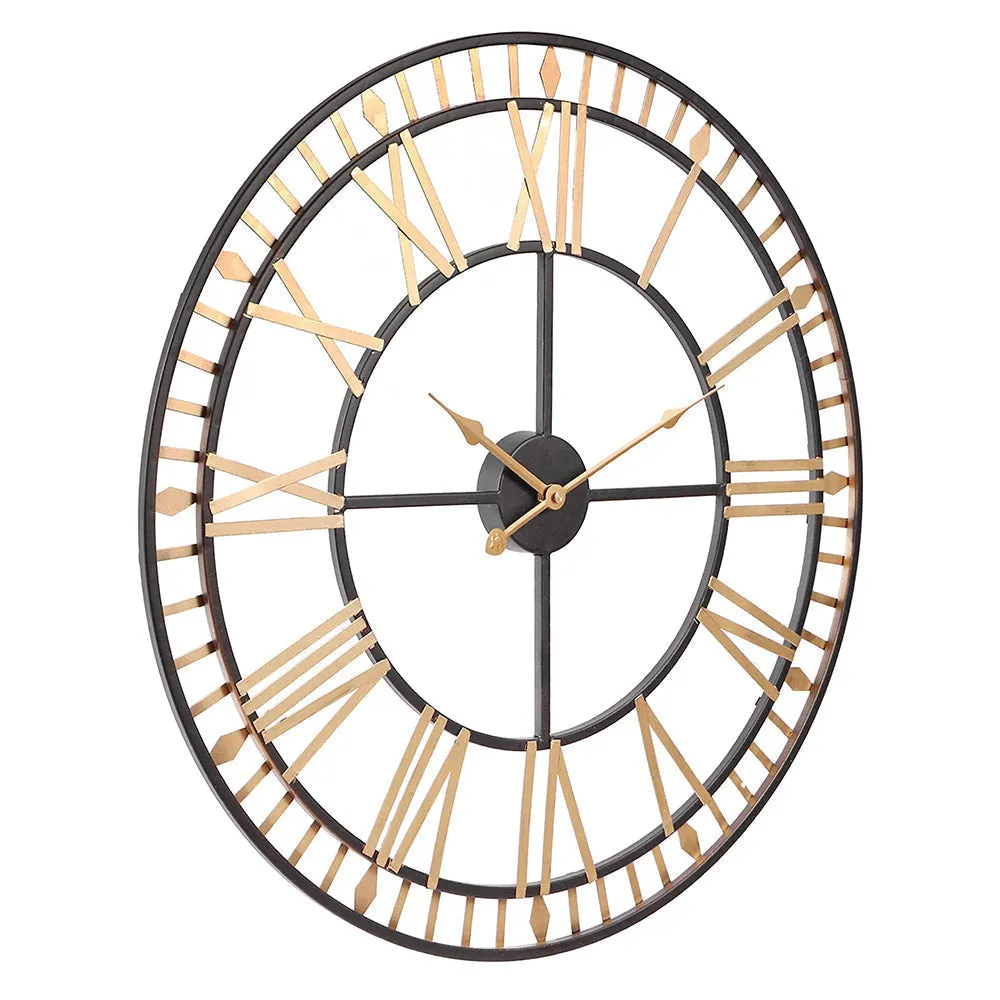 Vintage Motif Embellished Roman Numbered Clock