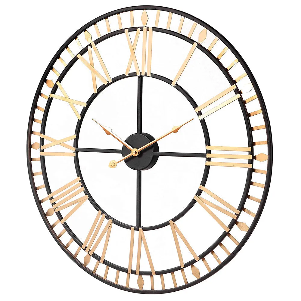 Vintage Motif Embellished Roman Numbered Clock