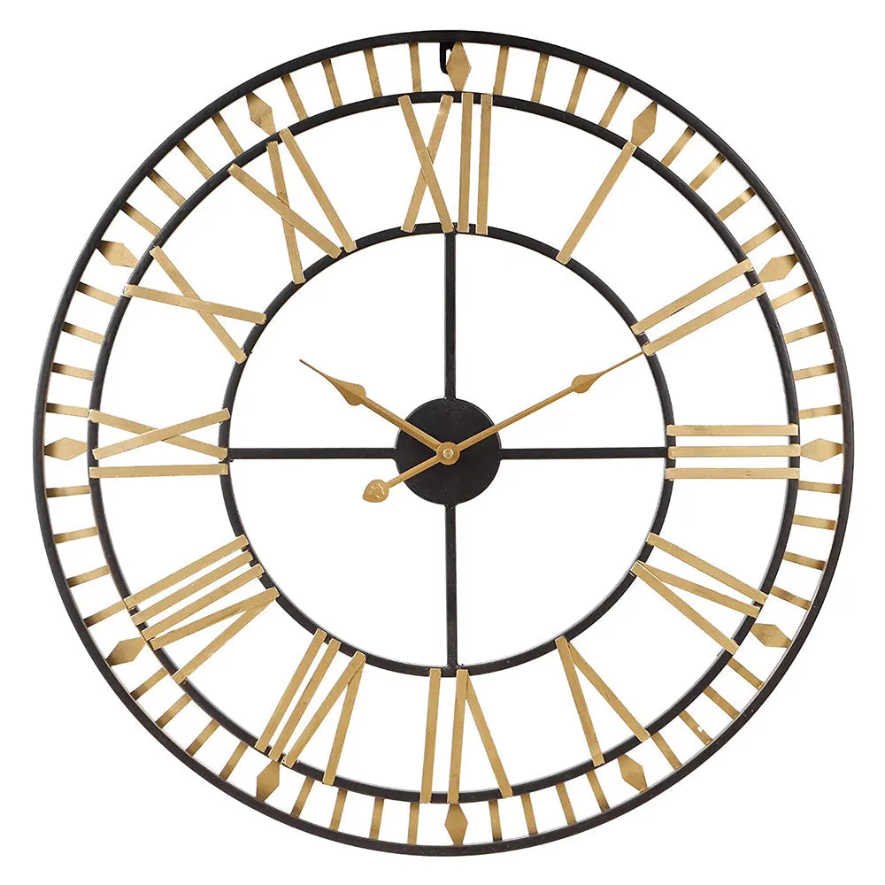 Vintage Motif Embellished Roman Numbered Clock