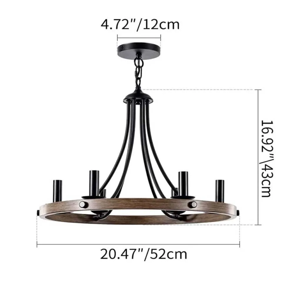 Vintage Motif Metal &amp; Wooden Chandelier