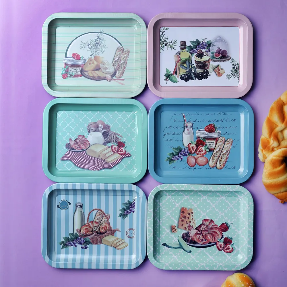 Vintage Picnic Basket Mini Serving Trays Set of 6