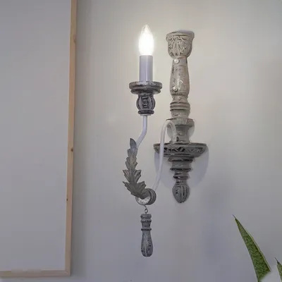 Vintage Provincial Style Distressed Rustic Grey Wood 1 Light Wall Sconce