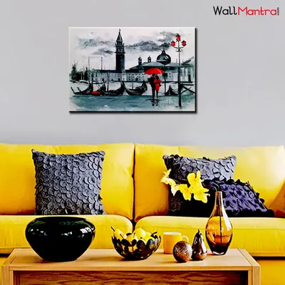 Vintage Romantic Couple Canvas Wall Painting/Stretched and Framed on Wood / 61cm W x 41cm H