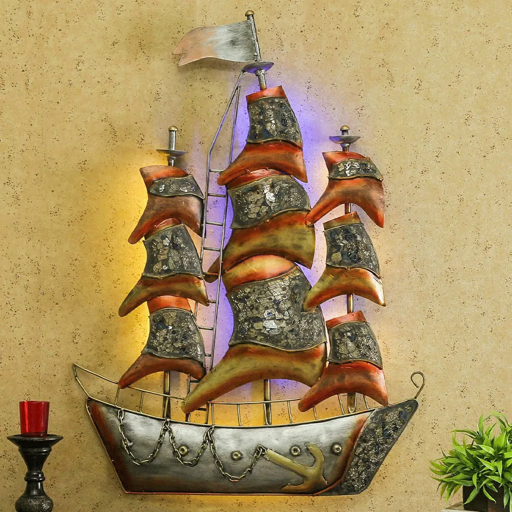 Vintage Royal Vessel Metal Wall Art With LED