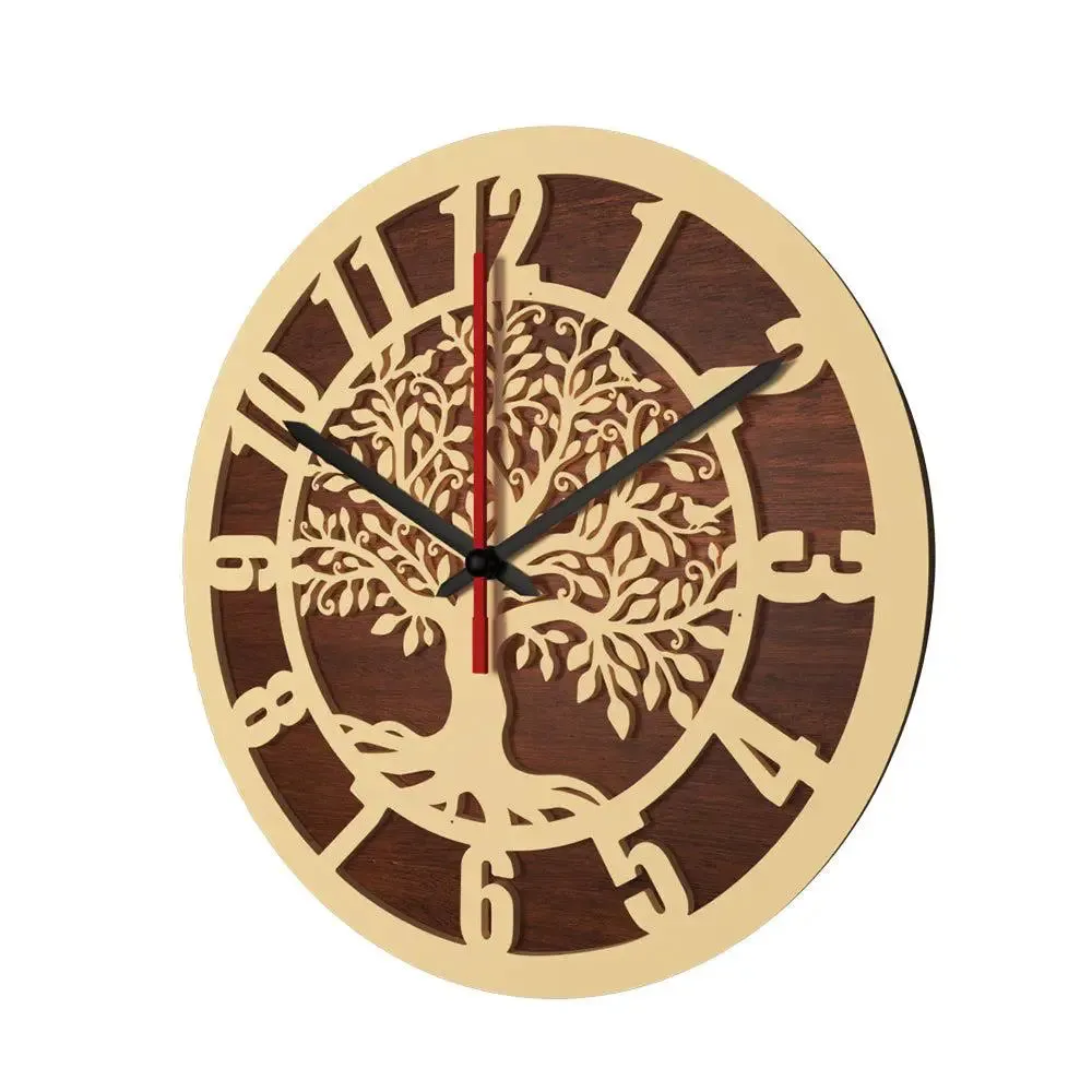 Vintage Tree Design Dual Layer Wooden Wall Clock