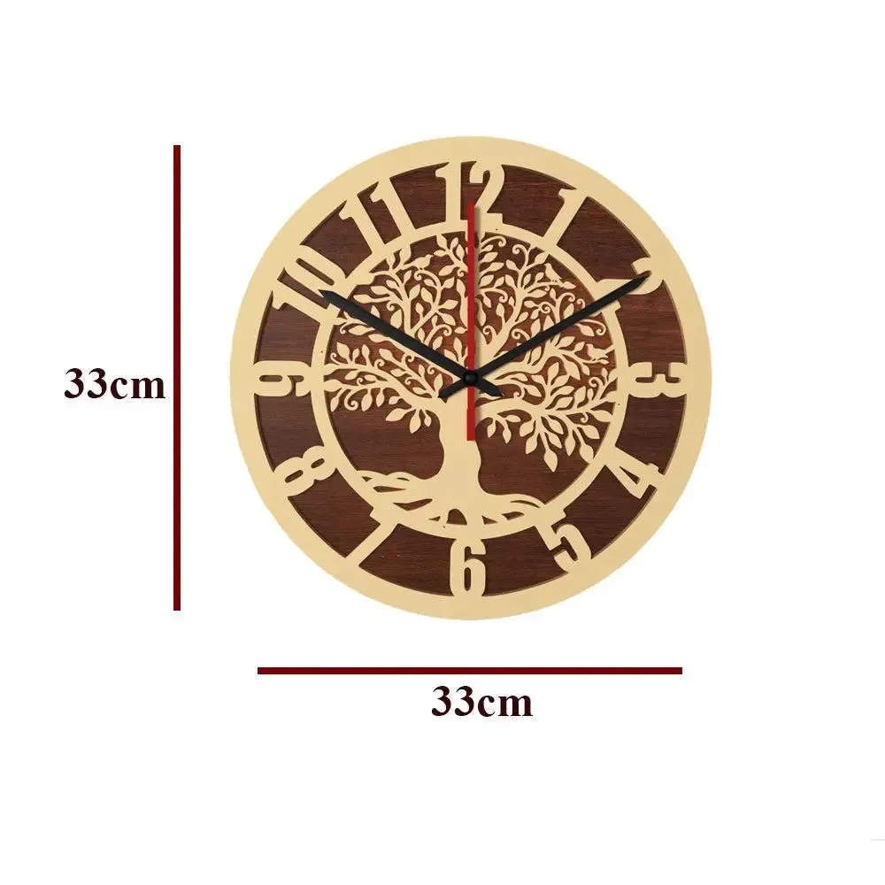 Vintage Tree Design Dual Layer Wooden Wall Clock