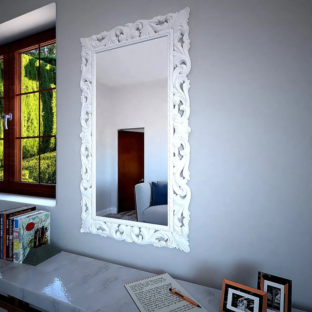 Vintage Venetian Long Rectangular Mirror Teal