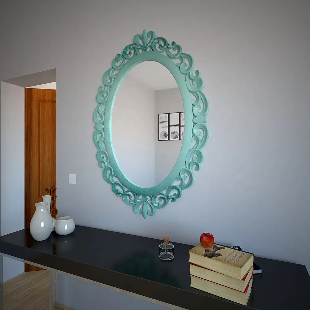 Vintage Venetian Oval Mirror Teal