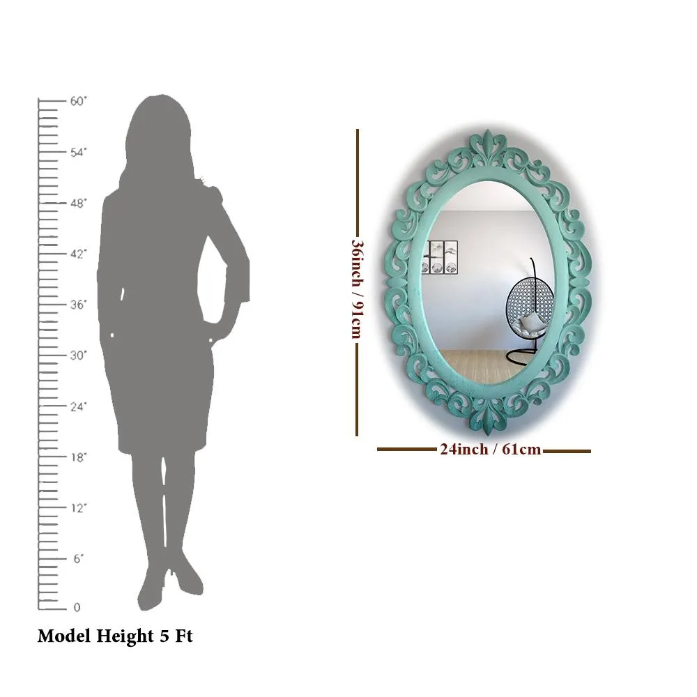 Vintage Venetian Oval Mirror Teal