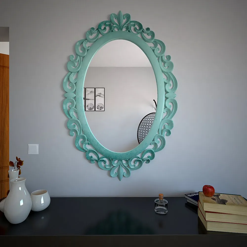 Vintage Venetian Oval Mirror Teal