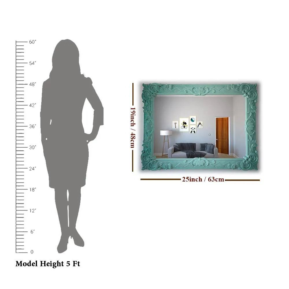 Vintage Venetian Rectangular Mirror Teal