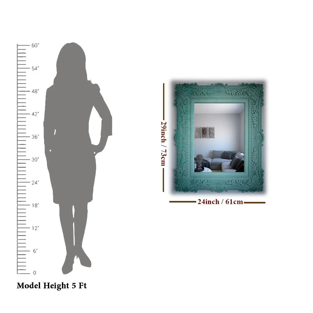 Vintage Venetian Rectangular Mirror Teal
