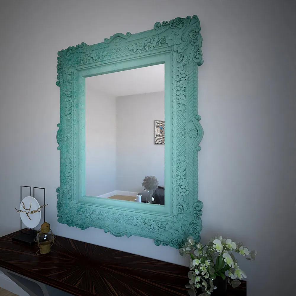 Vintage Venetian Rectangular Mirror Teal