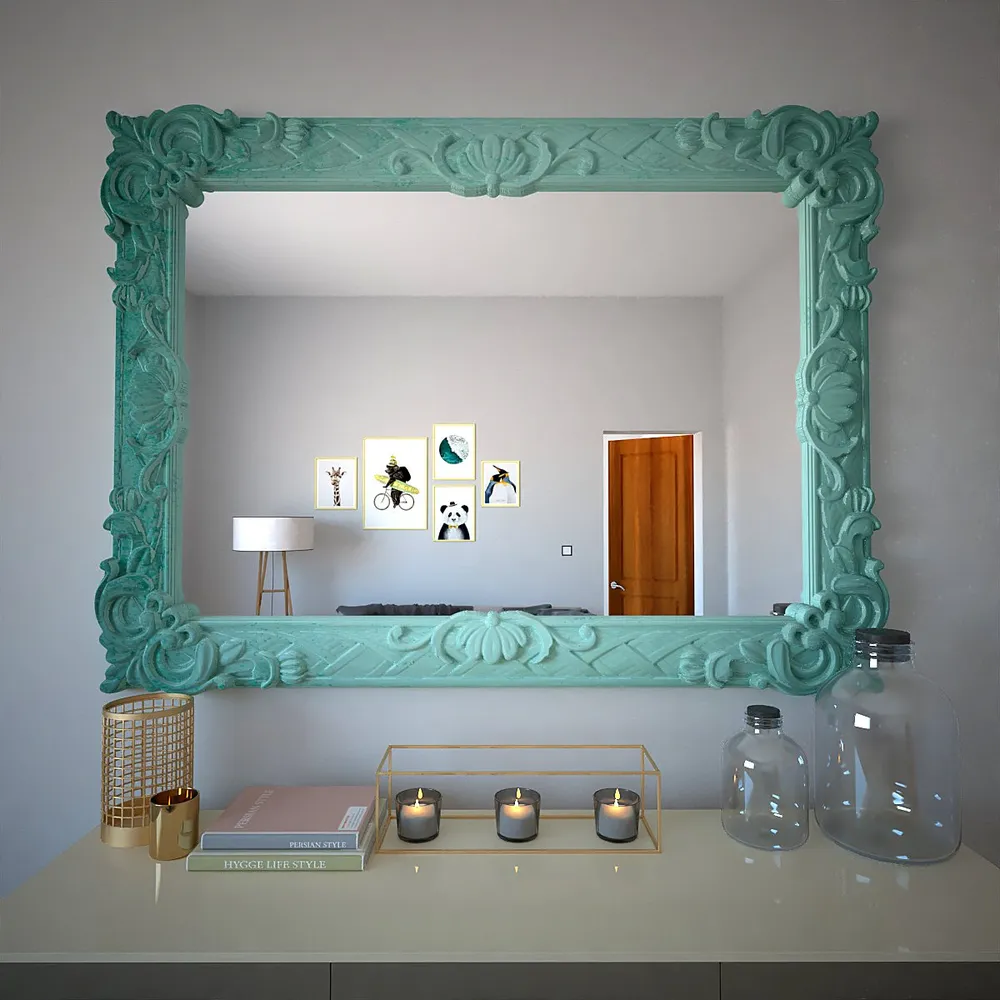 Vintage Venetian Rectangular Mirror Teal