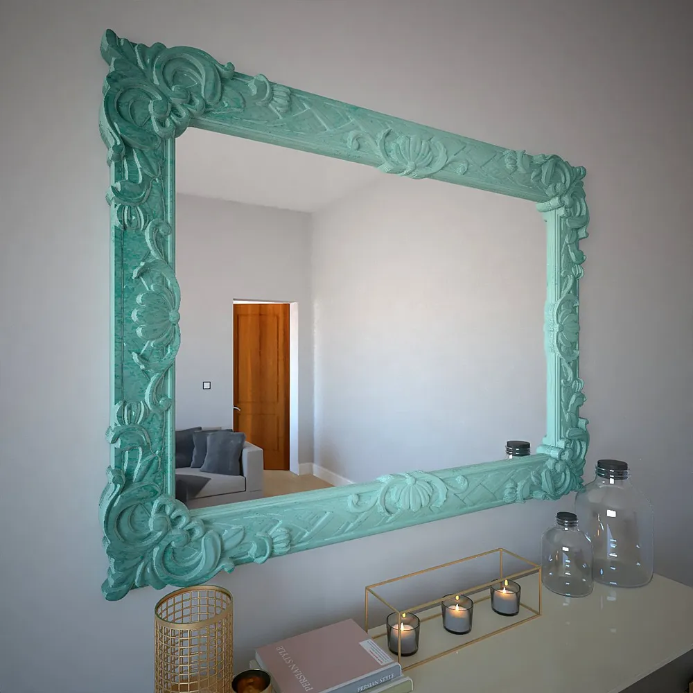 Vintage Venetian Rectangular Mirror Teal